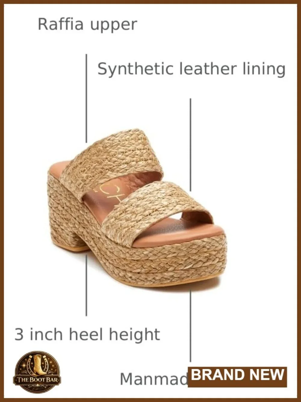 Woven Wedge Platform Sandals with Raffia Upper and Padded Footbed